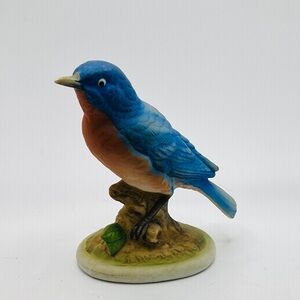 Lefton Porcelain Bisque Blue Bird Figurine